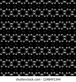Abstract ornate psychedelic seamless pattern. Black and white grunge texture.