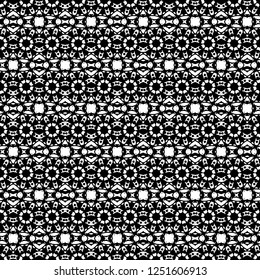 Abstract ornate psychedelic seamless pattern. Black and white grunge texture.