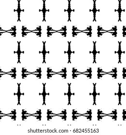 Abstract ornate psychedelic seamless pattern. Black and white grunge texture.