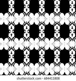 Abstract ornate psychedelic seamless pattern. Black and white grunge texture.