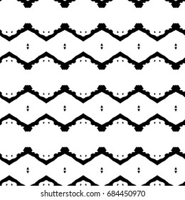 Abstract ornate psychedelic seamless pattern. Black and white grunge texture.