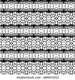 Abstract ornate psychedelic seamless pattern. Black and white grunge texture.