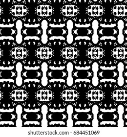 Abstract ornate psychedelic seamless pattern. Black and white grunge texture.