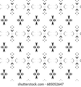 Abstract ornate psychedelic seamless pattern. Black and white grunge texture.