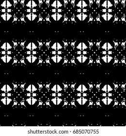 Abstract ornate psychedelic seamless pattern. Black and white grunge texture.