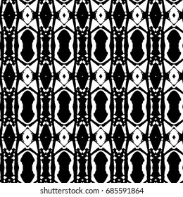 Abstract ornate psychedelic seamless pattern. Black and white grunge texture.