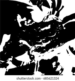 Abstract ornate psychedelic seamless pattern. Black and white grunge texture.