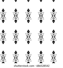 Abstract ornate psychedelic seamless pattern. Black and white grunge texture.