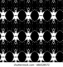 Abstract ornate psychedelic seamless pattern. Black and white grunge texture.
