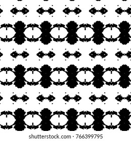 Abstract ornate psychedelic seamless pattern. Black and white grunge texture.