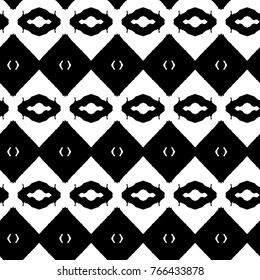 Abstract ornate psychedelic seamless pattern. Black and white grunge texture.