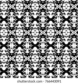 Abstract ornate psychedelic seamless pattern. Black and white grunge texture.