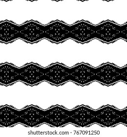 Abstract ornate psychedelic seamless pattern. Black and white grunge texture.