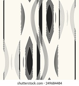 Abstract ornate refracted petal and wavy stripe. Seamless pattern. Vector.