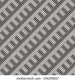 Abstract ornate refracted striped textured background with a diagonal direction. Seamless pattern. Vector.
