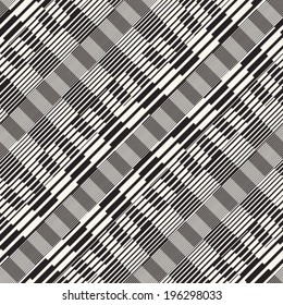 Abstract ornate refracted striped textured background with a diagonal direction. Seamless pattern. Vector.