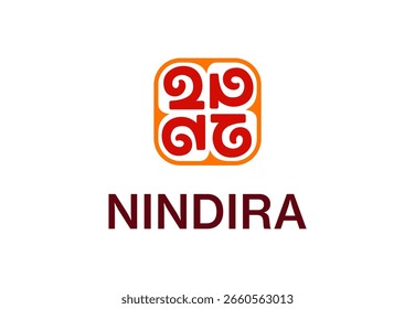 Abstractas logotipo cuadrado adornado en rojo y naranja, que representa el estilo tradicional