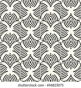 Abstract ornate striped elements oriental motif. Seamless pattern.