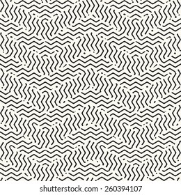 Abstract ornate subtle damaged zigzag elements textured background. Seamless pattern. Vector.