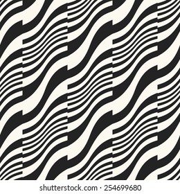 Abstract ornate wavy striped refracted background. Seamless pattern. Vector.