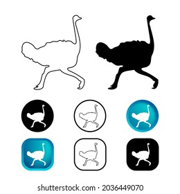 Abstract Ostrich Bird Icon Set