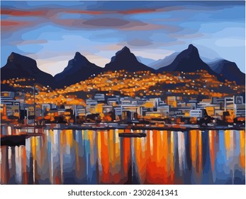 Abstract outdoor cityscape background, beautiful landscape colorful painting in watercolor style, vector EPS 10 illustration 