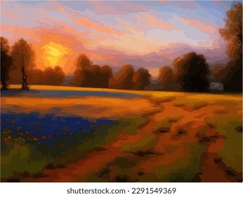 Abstract outdoor natural background, beautiful landscape colorful painting, vector EPS 10 illustration 
