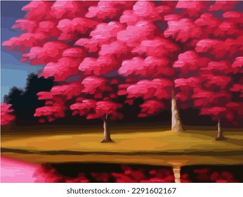 Abstract outdoor natural background, beautiful landscape colorful painting, vector EPS 10 illustration 