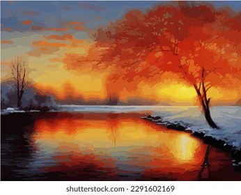 Abstract outdoor natural background, beautiful landscape colorful painting, vector EPS 10 illustration 