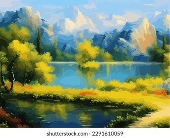 Abstract outdoor natural background, beautiful landscape colorful painting, vector EPS 10 illustration 
