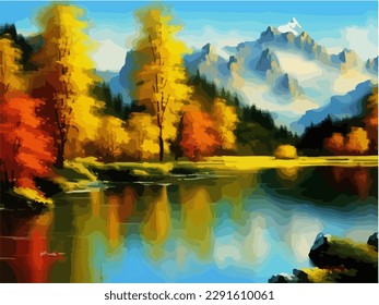 Abstract outdoor natural background, beautiful landscape colorful painting, vector EPS 10 illustration 
