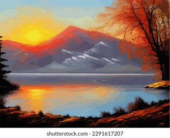 Abstract outdoor natural background, beautiful landscape colorful painting, vector EPS 10 illustration 
