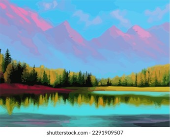 Abstract outdoor natural background, beautiful landscape colorful painting, vector EPS 10 illustration 