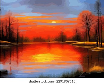 Abstract outdoor natural background, beautiful landscape colorful painting, vector EPS 10 illustration 