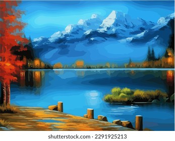 
Abstract outdoor natural background, beautiful landscape colorful painting, vector EPS 10 illustration 

