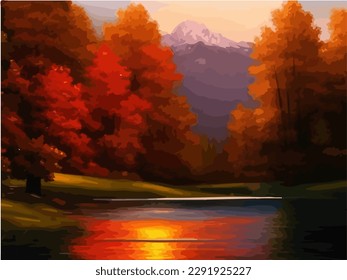 
Abstract outdoor natural background, beautiful landscape colorful painting, vector EPS 10 illustration 

