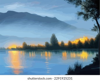 
Abstract outdoor natural background, beautiful landscape colorful painting, vector EPS 10 illustration 
