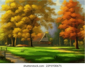 Abstract outdoor natural background, beautiful landscape colorful painting, vector EPS 10 illustration 
