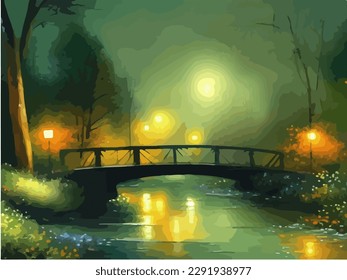 Abstract outdoor natural background, beautiful landscape colorful painting, vector EPS 10 illustration 
