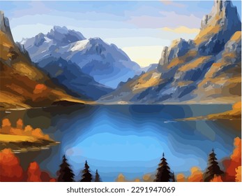 Abstract outdoor natural background, beautiful landscape colorful painting, vector EPS 10 illustration 