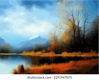 Abstract outdoor natural background, beautiful landscape colorful painting, vector EPS 10 illustration 