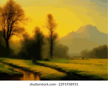 Abstract outdoor natural background, beautiful landscape colorful painting, vector EPS 10 illustration 