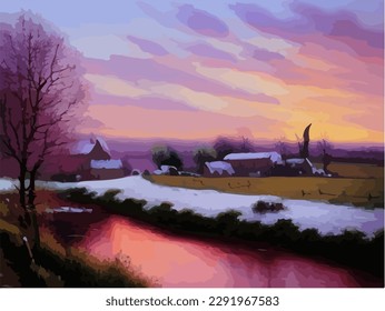 Abstract outdoor natural background, beautiful landscape colorful painting, vector EPS 10 illustration 