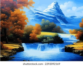 Abstract outdoor natural background, beautiful landscape colorful painting, vector EPS 10 illustration 