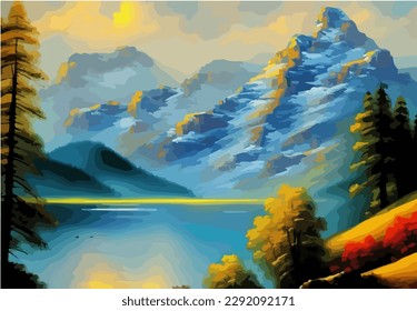 Abstract outdoor natural background, beautiful landscape colorful painting, vector EPS 10 illustration 