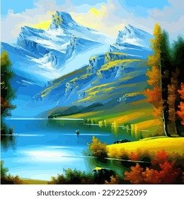 
Abstract outdoor natural background, beautiful landscape colorful painting, vector EPS 10 illustration 
