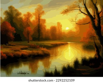 
Abstract outdoor natural background, beautiful landscape colorful painting, vector EPS 10 illustration 
