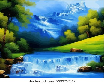 
Abstract outdoor natural background, beautiful landscape colorful painting, vector EPS 10 illustration 
