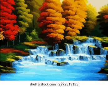 Abstract outdoor natural background, beautiful landscape colorful painting, vector EPS 10 illustration 
