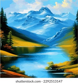 Abstract outdoor natural background, beautiful landscape colorful painting, vector EPS 10 illustration 
